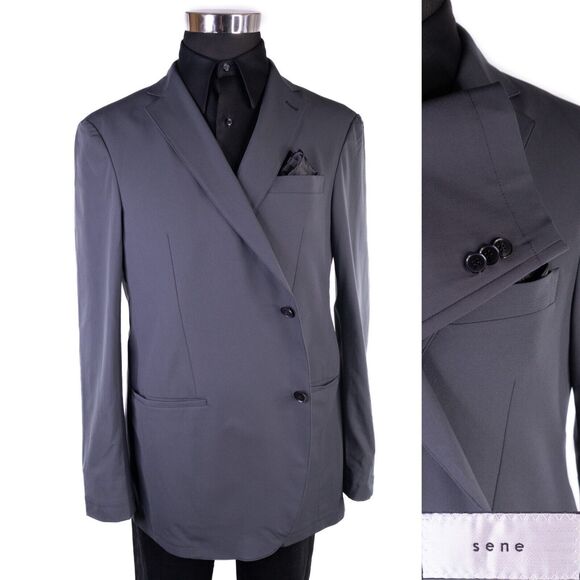 Sene Solid Gray Sport Blazer Unstructured Blazer Jacket Coat Taupe Size 46r NWOT